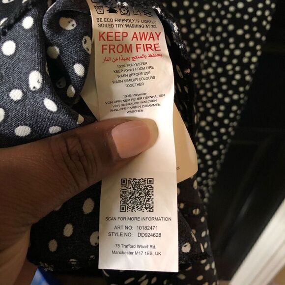 Missguided Dress Womens 2 Black Polka Dot Ruffle Hem Wrap Tea Length - Picture 8 of 8